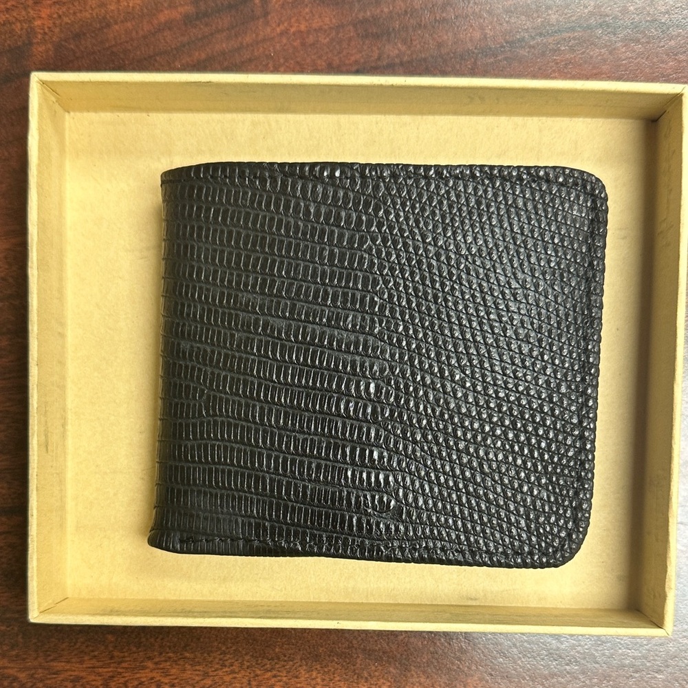Tecovas Black Billfold Lizard Leather Card Holder Wallet New